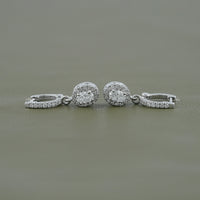 Oval Lab Grown Diamond Halo Drop Earrings