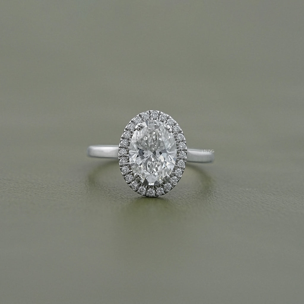 Oval Cut CVD Diamond Halo Ring