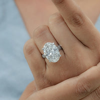 Oval Diamond Hidden Halo Pave Ring
