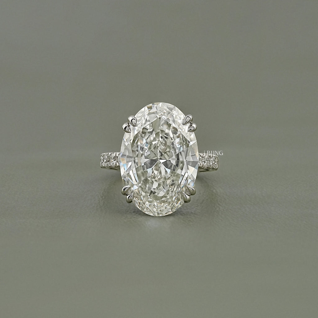 Oval Lab Diamond Accent Set Engagement Ring