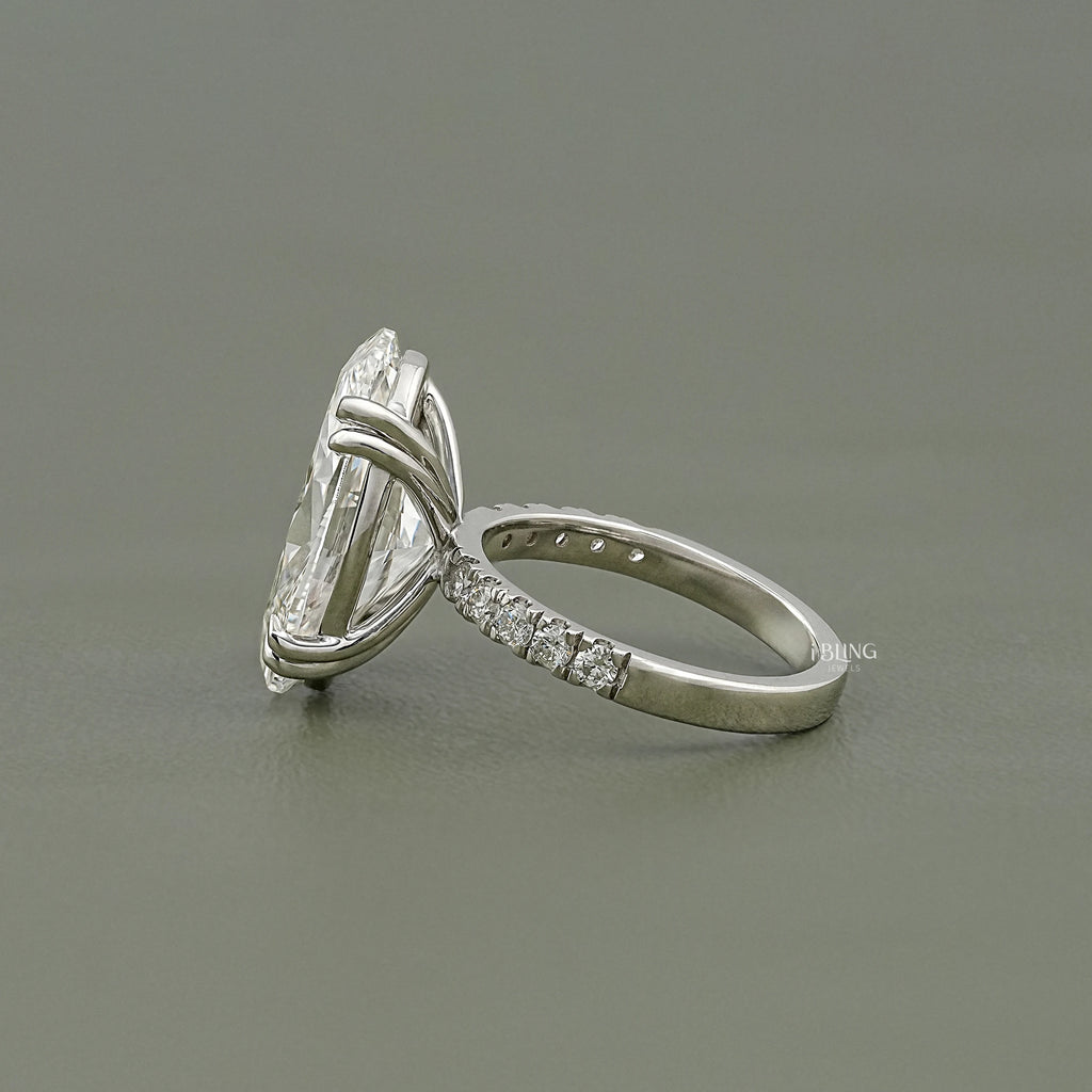 Oval Lab Diamond Accent Set Engagement Ring