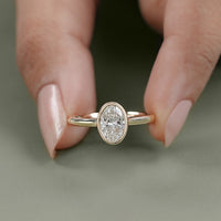 Bezel Oval Lab Diamond Solitaire Engagement Ring