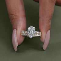 Oval Cut Lab Diamond Bridal Set Ring