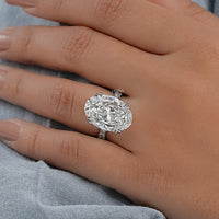 Oval Lab Diamond Accent Set Engagement Ring