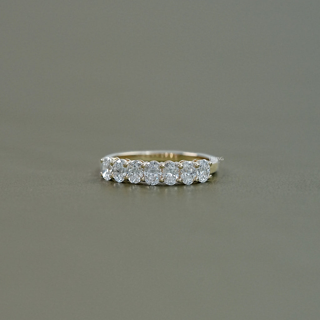 Seven Stone Oval Lab Diamond Wedding Band