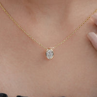 Bezel Set Oval Lab Diamond Solitaire Necklace