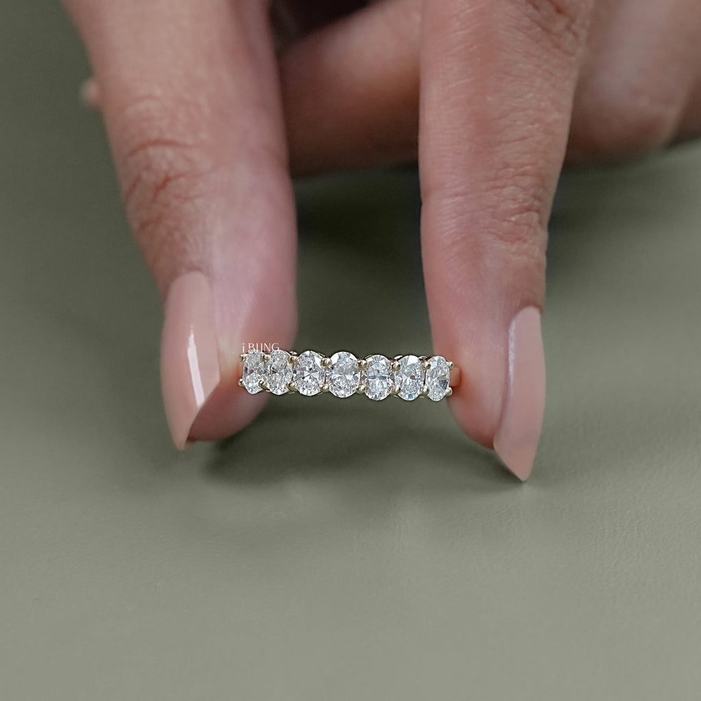 Seven Stone Oval Lab Diamond Wedding Band