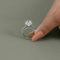 Oval Lab Diamond Solitaire Accent Filigree Ring
