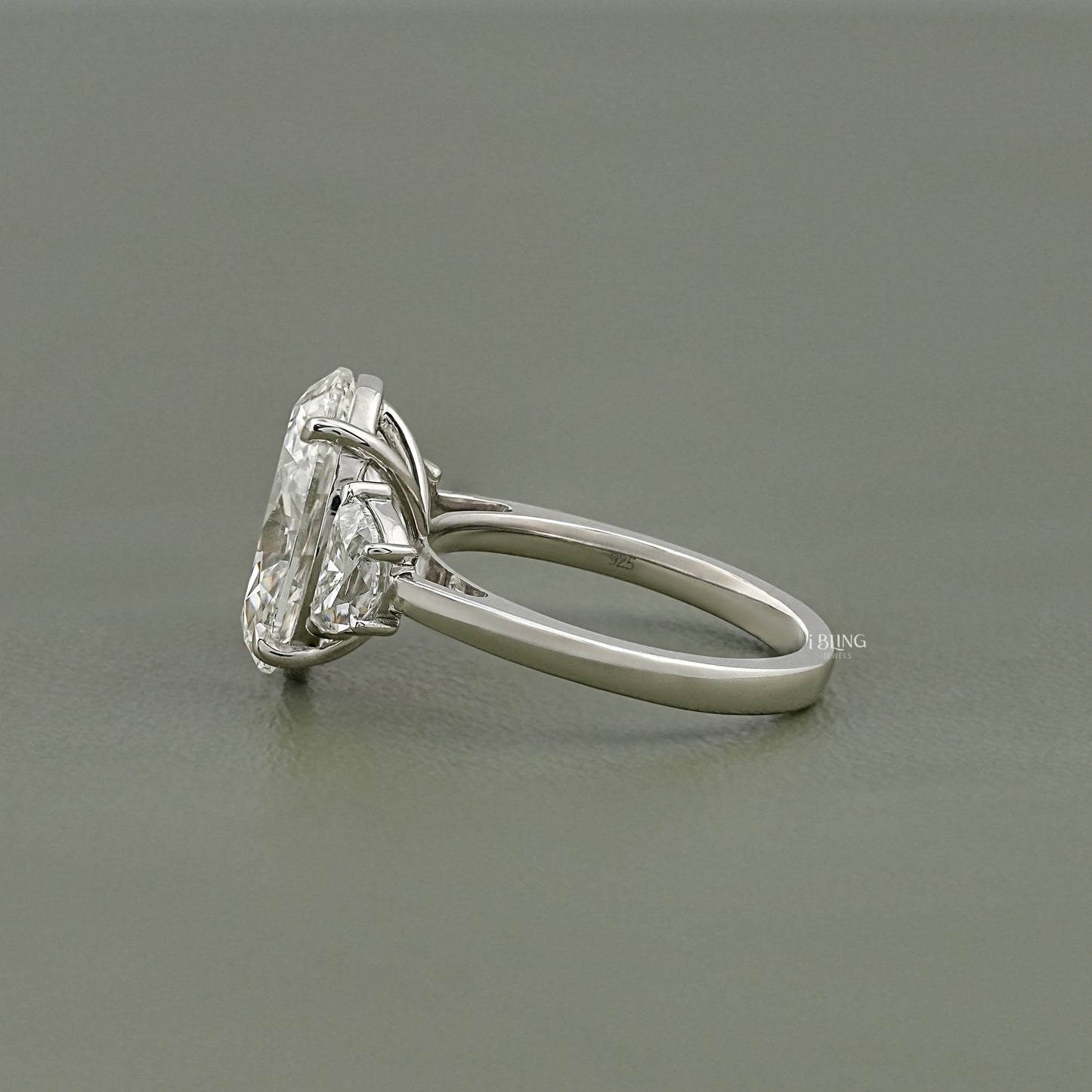 Oval Lab Grown Diamond Three Stone Ring Solitaire Ring