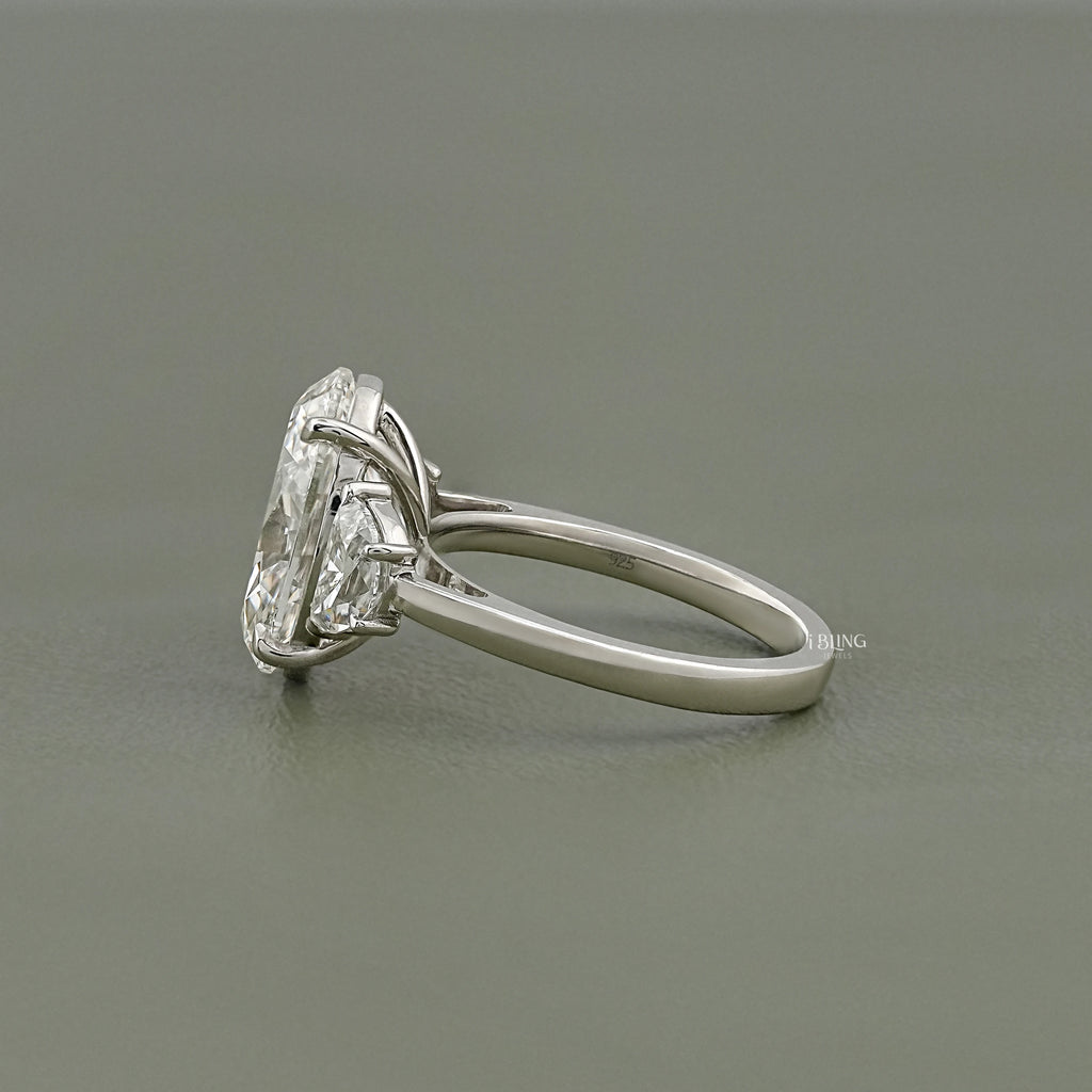 Oval Lab Grown Diamond Three Stone Ring