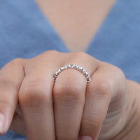 East West Oval Lab Diamond Half Eternity Wedding Band