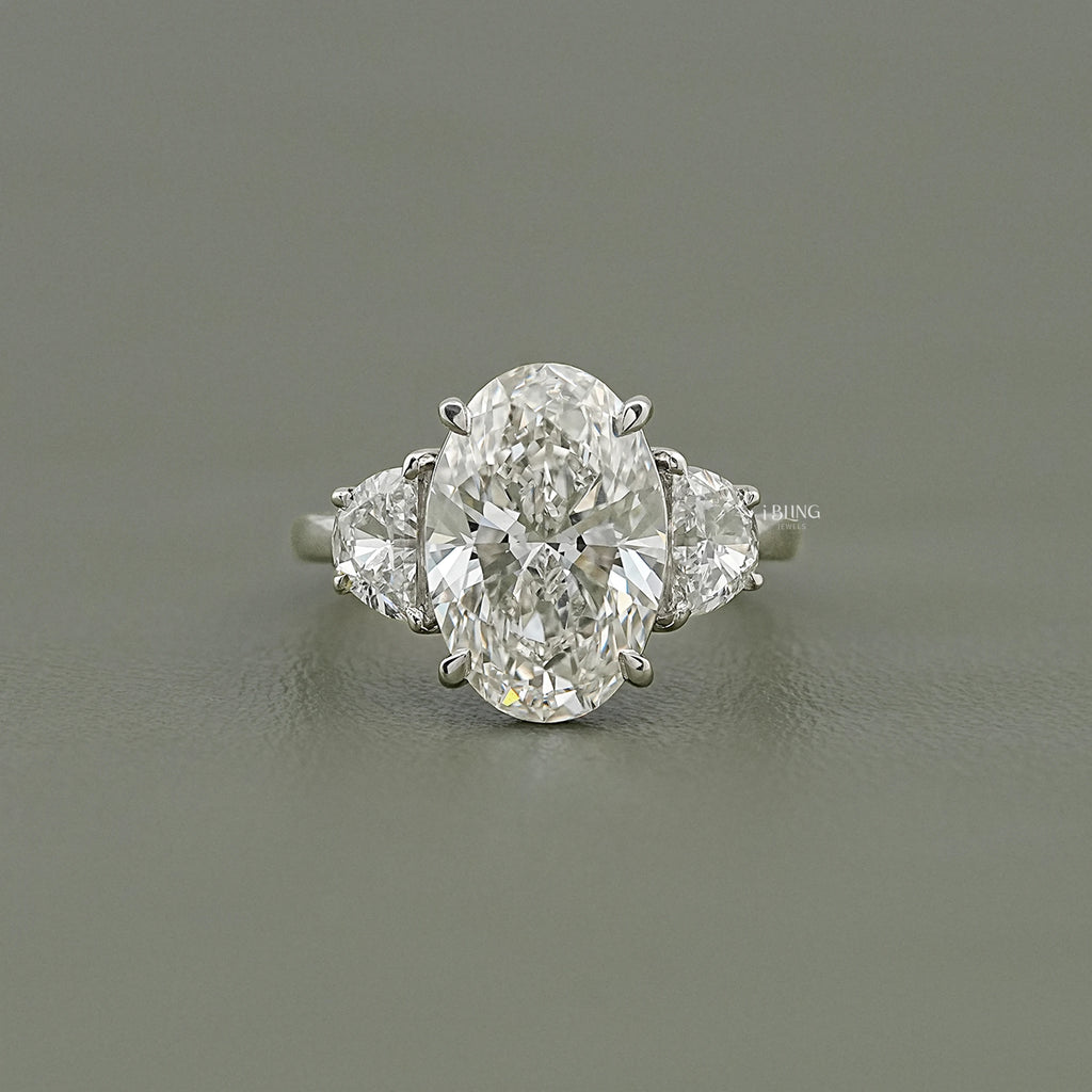 Oval Lab Grown Diamond Three Stone Ring