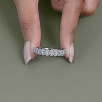 Oval Cut Moissanite Round Halo Eternity Wedding Band
