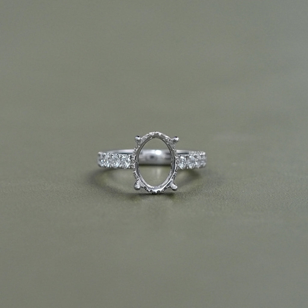 Oval Shape Semi Mount Lab Diamond Engagement Ring