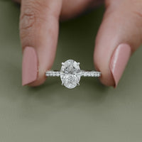 Oval Lab Grown Diamond Solitaire Accent Ring