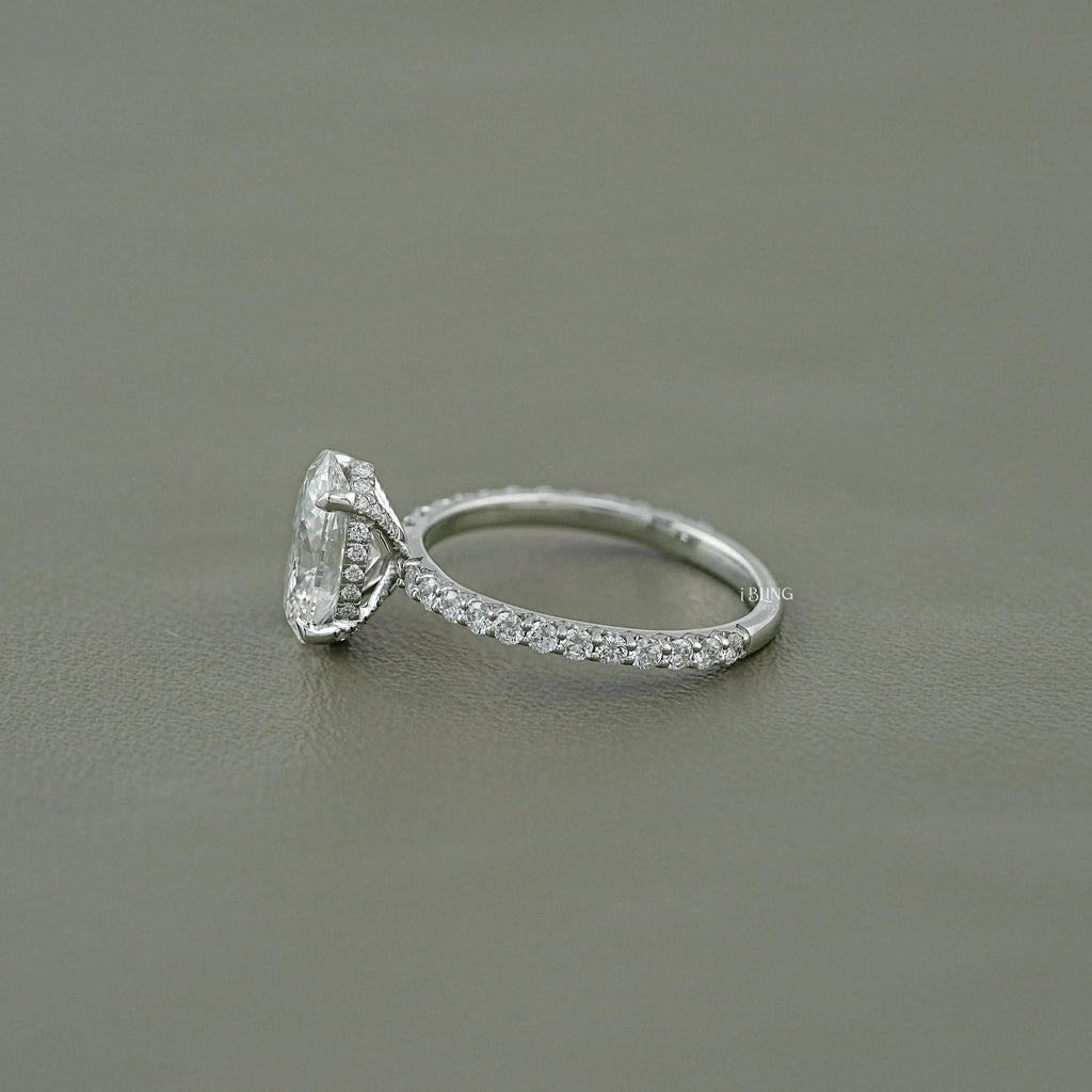 Oval Lab Grown Diamond Solitaire Accent Ring