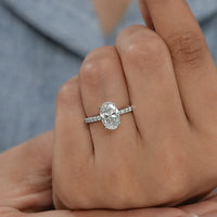 Oval Cut Lab Diamond Solitaire Accent Ring