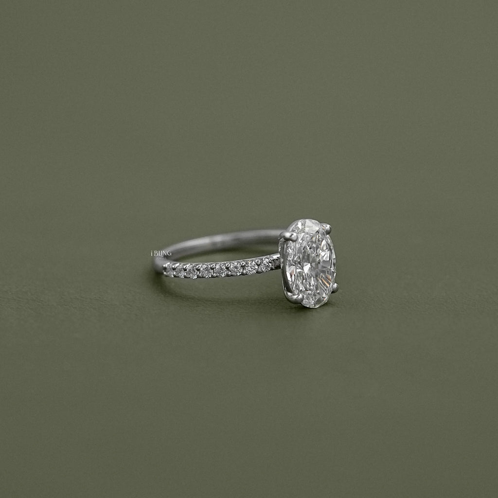 Oval Cut Lab Diamond Solitaire Accent Ring
