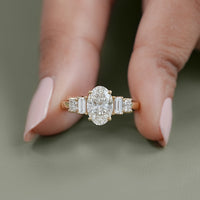 Oval Lab Diamond Staking Five Stone Ring