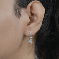 Oval Lab Grown Diamond Halo Drop Earrings