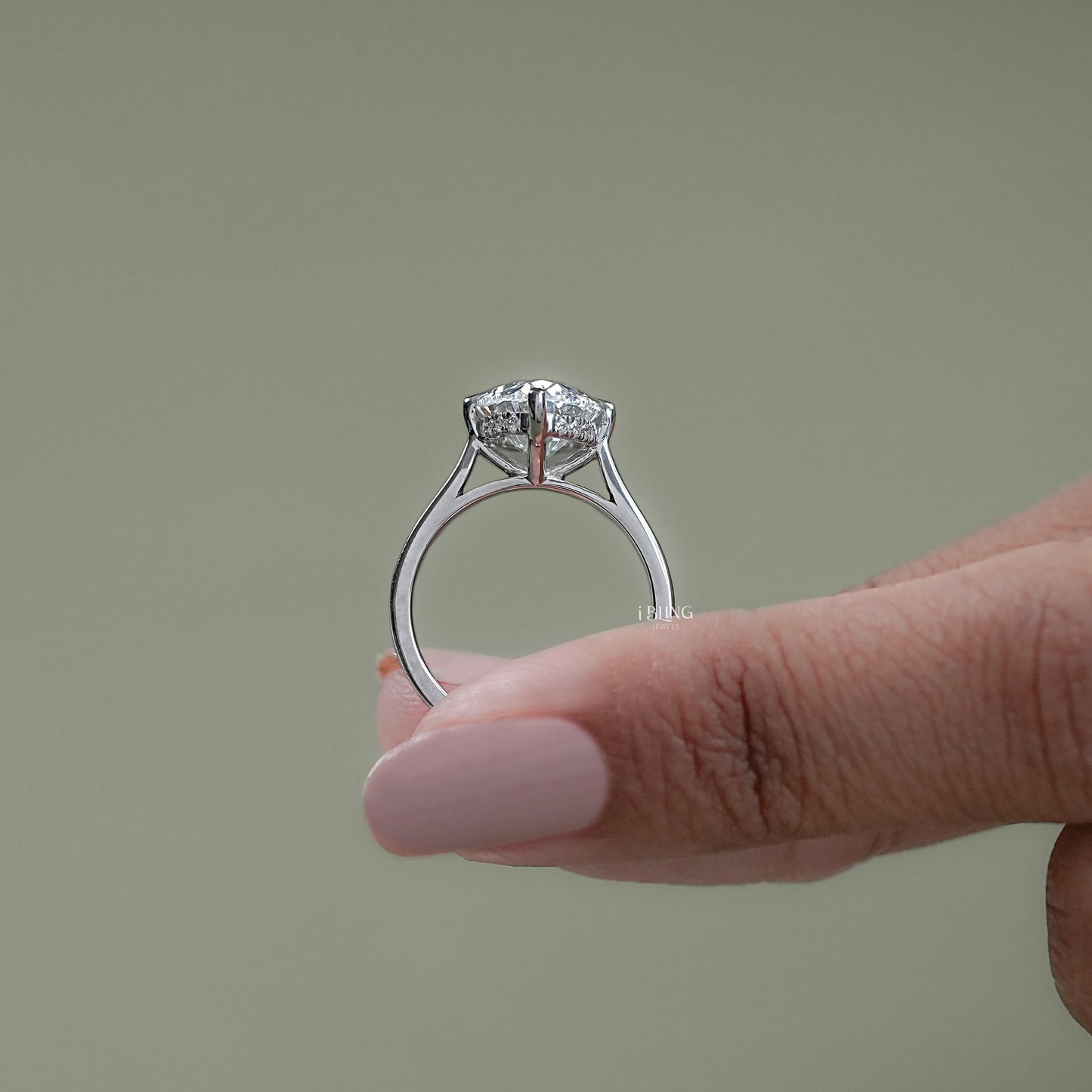 Oval Cut Hidden Halo Solitaire Engagement Ring