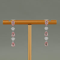 Padparadscha Pink Pear Cut Dangle Earrings