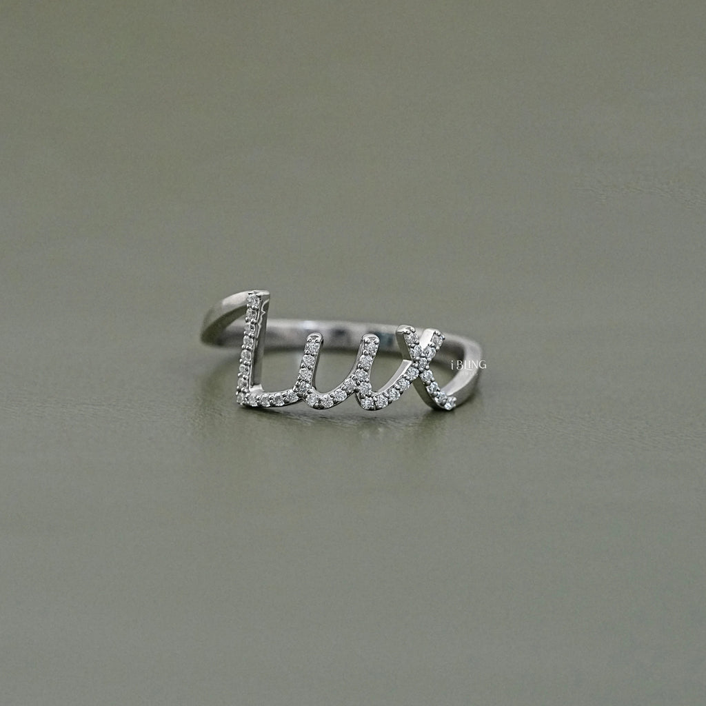 Round Diamond Pave Initial Wedding Ring