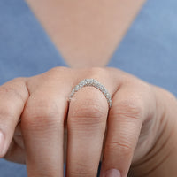 Round Diamond Pave Set Curved Wedding Band