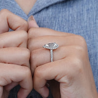 Pear Lab Grown Diamond Accent Halo Engagement Ring