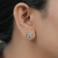 Pear Cut Lab Diamond Flower Shape Stud Earrings