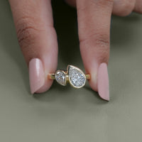 Two Pear Lab Diamond Bezel Set Wedding Ring