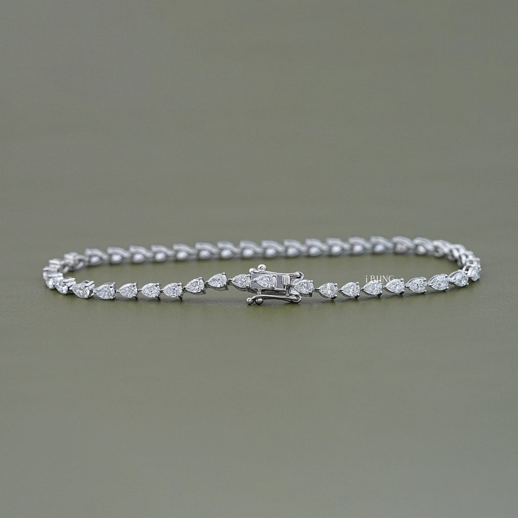 Pear Cut CVD Diamond Tennis Bracelet