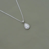 Pear Lab Diamond Halo Necklace