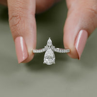 Pear Cut Lab Diamond Chevron Ring