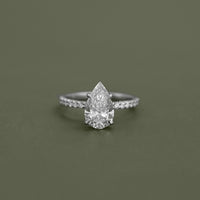 Pear Cut Lab Diamond Solitaire Accent Ring