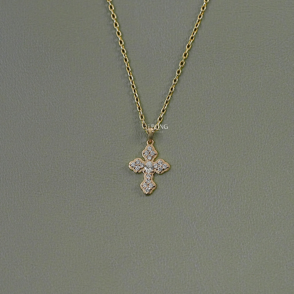 Pear Cut Lab Grown Diamond Cross Pendant