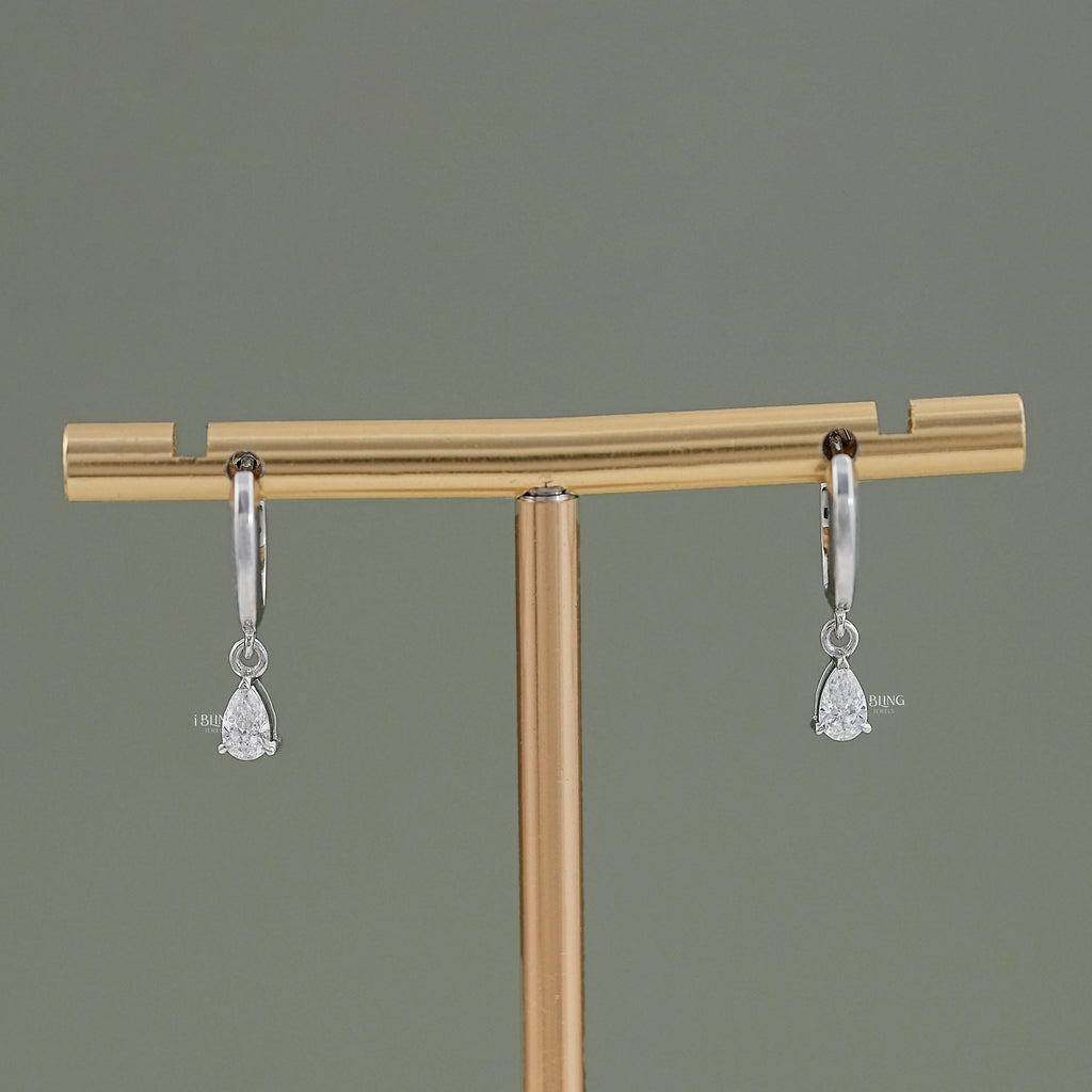 Pear Cut Lab Grown Diamond Drop Hoop
