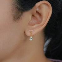 Pear Lab Made Diamond Solitaire Hoop Earrings
