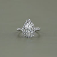 Pear Lab Grown Diamond Accent Halo Engagement Ring