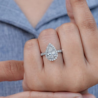 Pear Lab Grown Diamond Accent Halo Engagement Ring