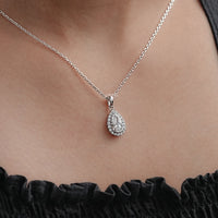 Pear Lab Diamond Halo Necklace