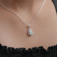 Pear Lab Diamond Halo Necklace