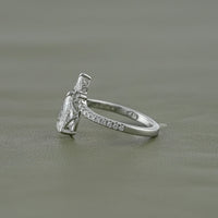 Pear Cut Lab Diamond Chevron Ring