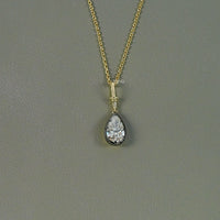 Pear Cut Lab Diamond Solitaire Button Back Pendant
