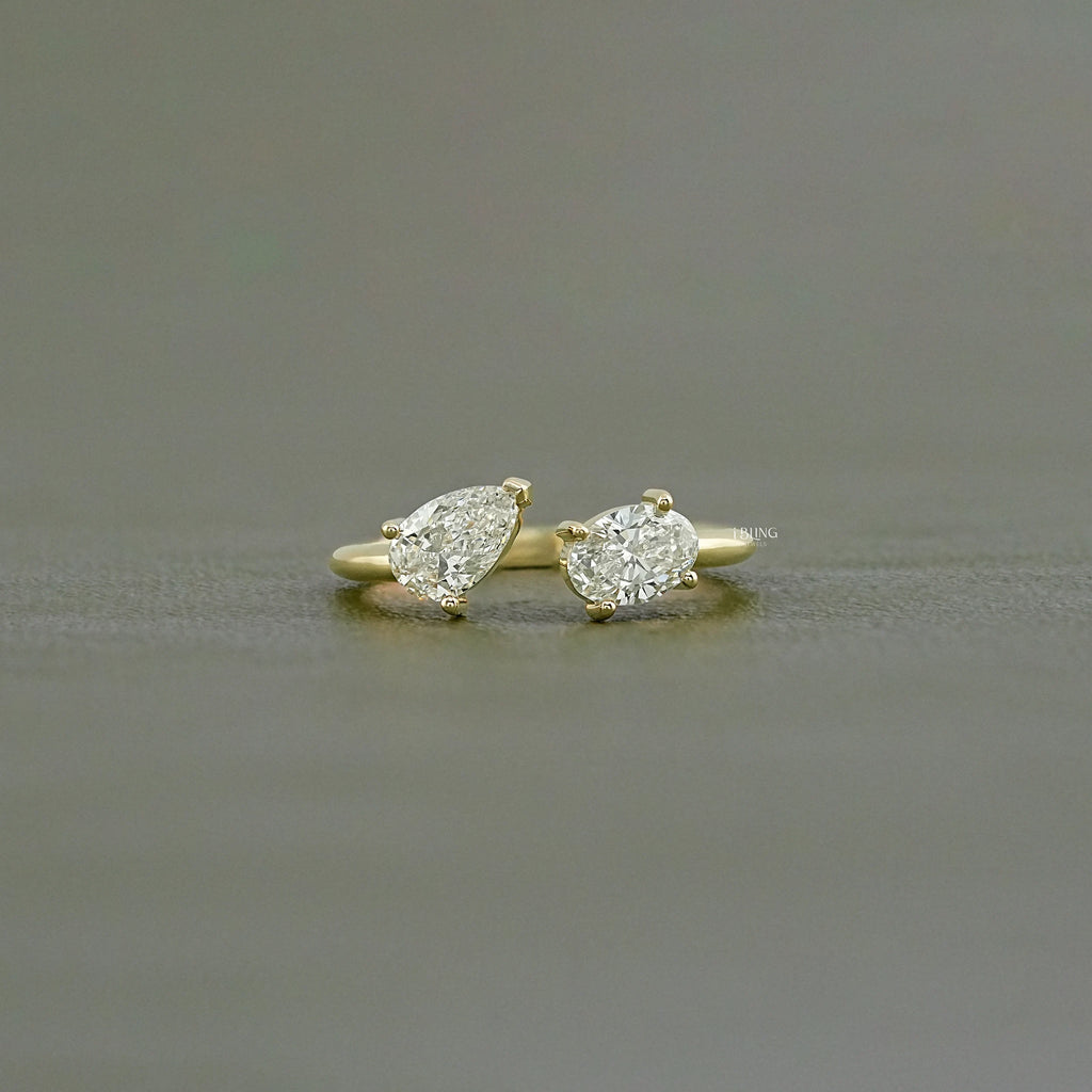 Two Stone Lab Diamond Toi Moi Engagement Ring