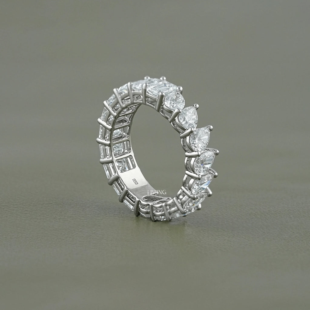 Pear & Emerald Cut Lab Grown Diamond Eternity Wedding Band