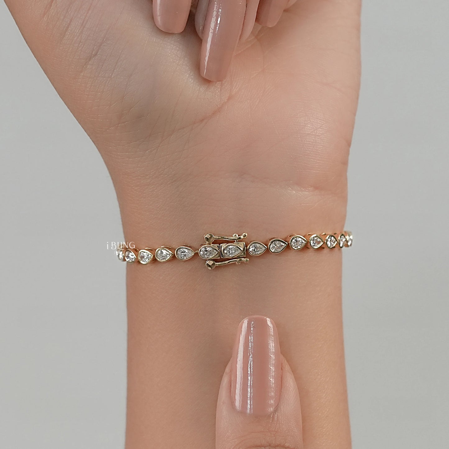 Pear Cut Lab Diamond Bezel Set Tennis Bracelet