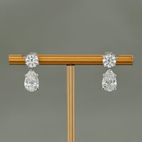 Pear Cut Lab Diamond Dangle Drop Wedding Earrings