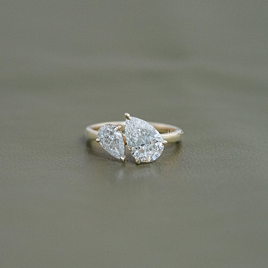 Pear Cut Lab Grown Diamond Toi Moi Engagement Ring