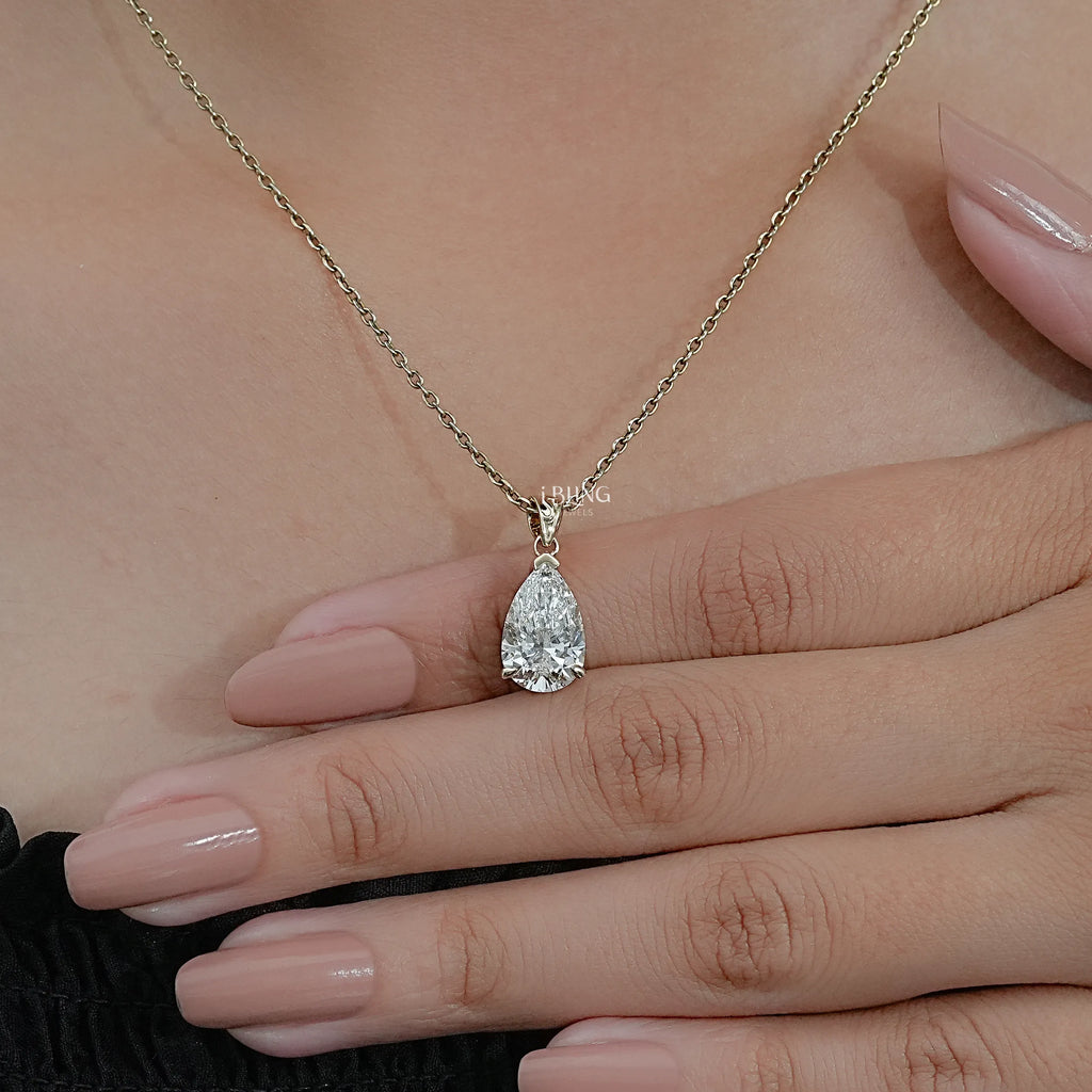 Pear Cut Lab Grown Diamond Solitaire Necklace